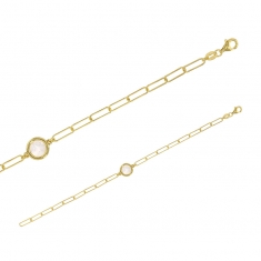 Bracelet argent 925/1000 doré avec pierre en nacre