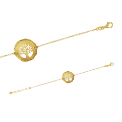 Bracelet argent 925/1000 doré motif arbre de vie aspect brossé