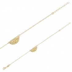 Bracelet argent 925/1000 doré motif demi-lune martelée