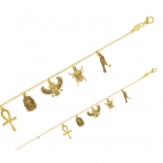 Bracelet argent 925/1000 doré orné de motifs Égypte Antique