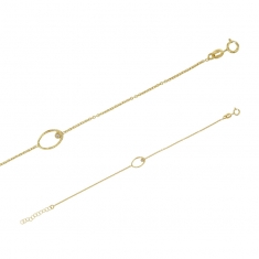 Bracelet argent 925/1000 doré ovale diamanté avec un oxyde de zirconium