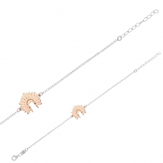 Bracelet argent 925/1000 rhodié avec coiffe indienne en argent doré rose