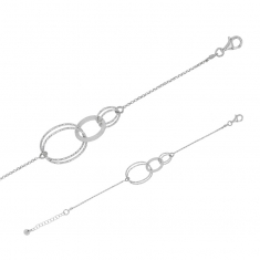 Bracelet argent 925/1000 rhodié en ovales lisses et diamantés