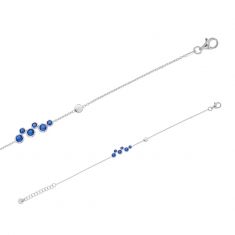 Bracelet argent 925/1000 rhodié ligne de 6 cristaux bleus