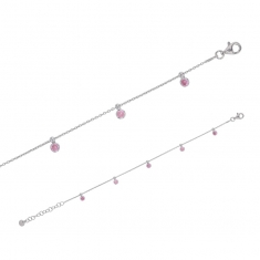 Bracelet argent 925/1000 rhodié LUNA pampilles orné d'oxydes de zirconium rose