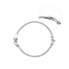 Bracelet argent 925/1000 rhodié orné d'une tête de serpent