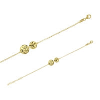 Bracelet argent doré 925/1000 avec deux motifs ronds effet martelé