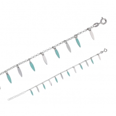 Bracelet argent 925/1000 doré avec émail bleu turquoise