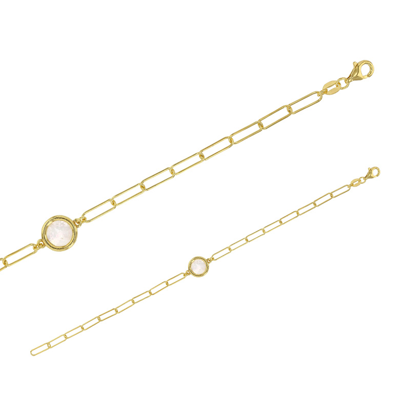Bracelet argent 925/1000 doré avec pierre en nacre