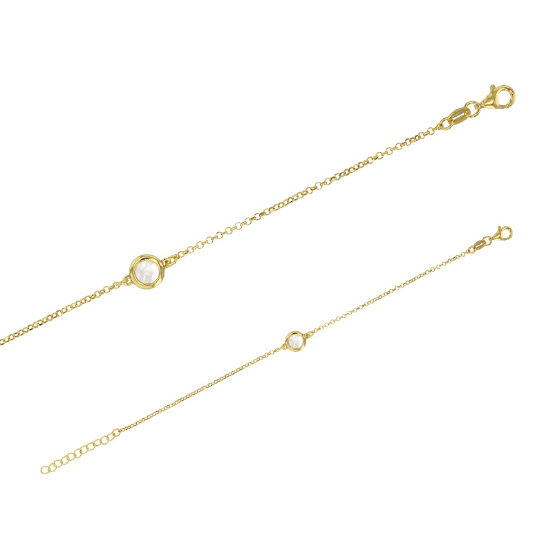 Bracelet argent 925/1000 doré MADRE PERLA avec nacre à motif rond
