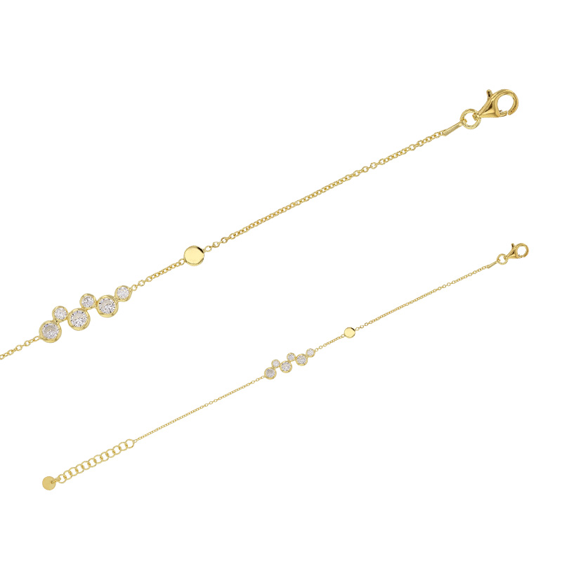 Bracelet argent 925/1000 platiné ligne de 6 cristaux bleus