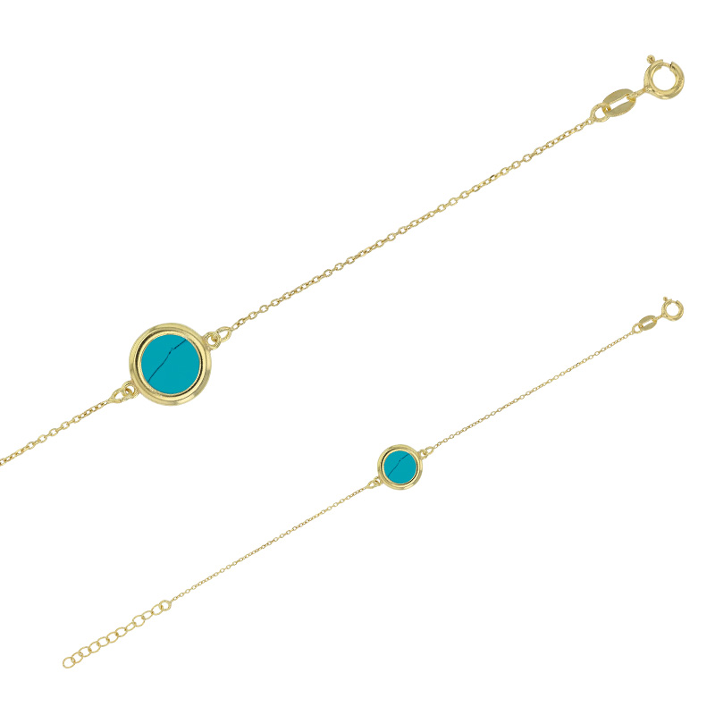 Bracelet argent 925/1000 rhodié avec agate noire de forme ronde