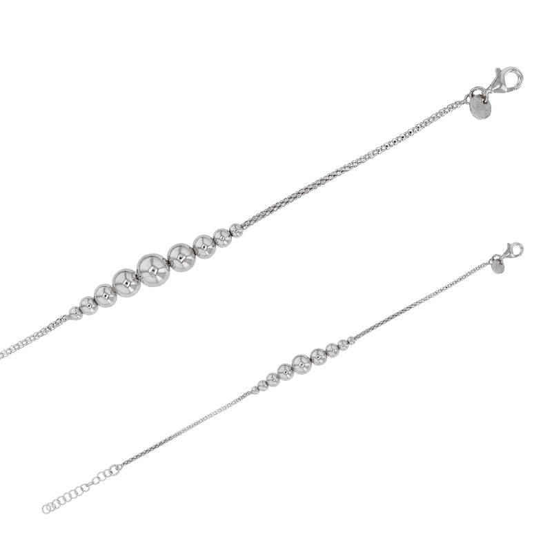 Bracelet argent 925/1000 rhodié avec des boules de différentes tailles