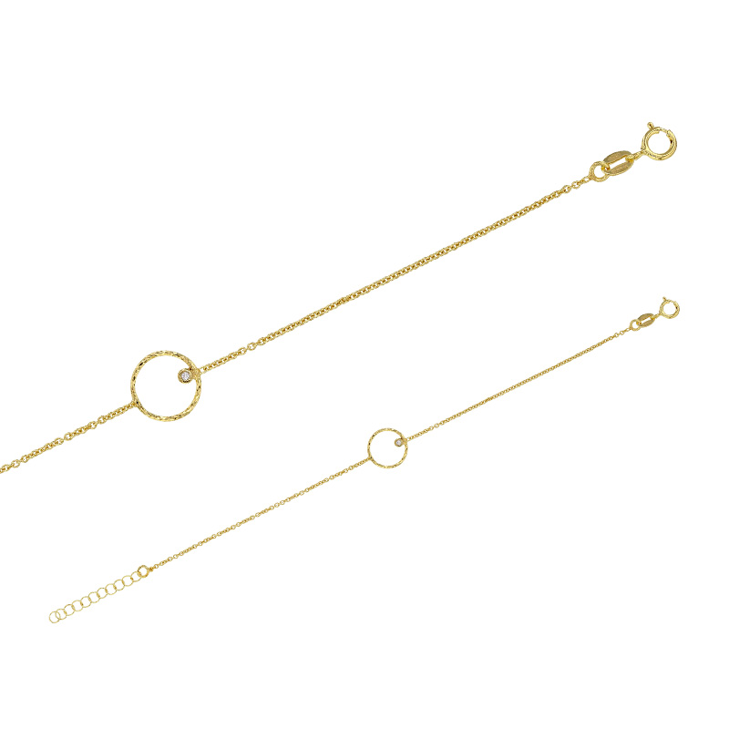 Bracelet argent 925/1000 rhodié cercle diamanté avec oxyde de zirconium