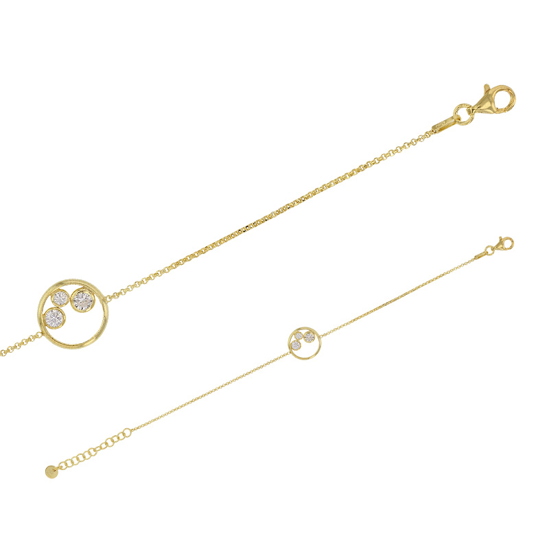 Bracelet argent 925/1000 rhodié cercle orné d'oxydes de zirconium