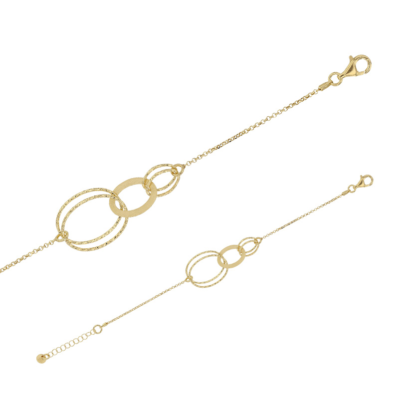 Bracelet argent 925/1000 rhodié en ovales lisses et diamantés