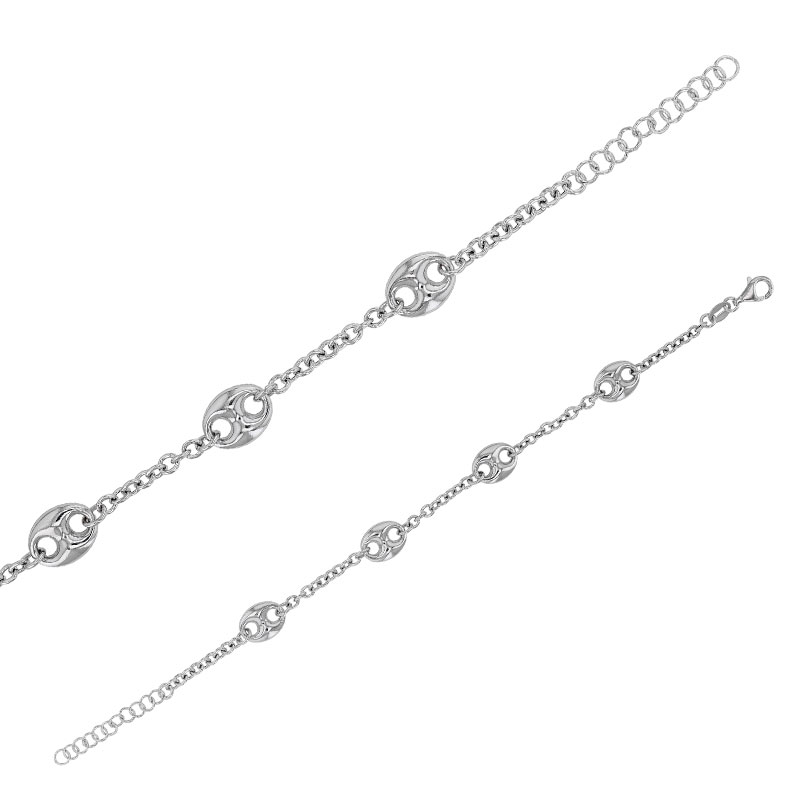 Bracelet argent 925/1000 rhodié orné de grains de café