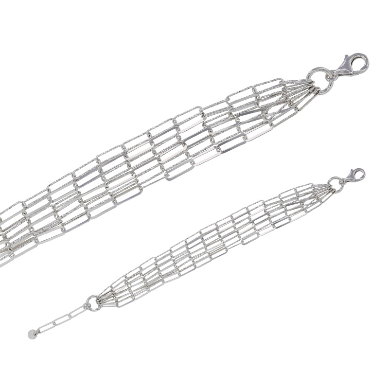 Bracelet argent 925/1000 rhodié 6 rangs