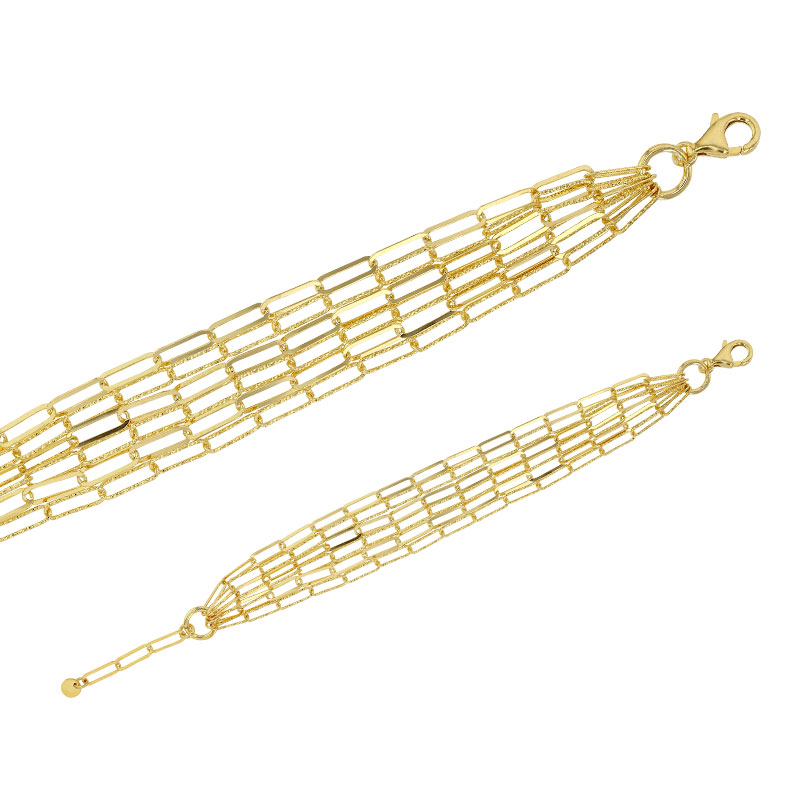 Bracelet argent 925/1000 rhodié 6 rangs