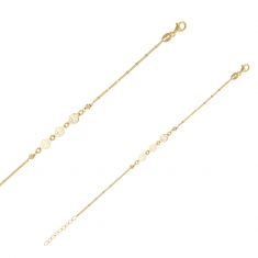 Bracelet avec 2 boules et 3 arbres de vie en argent 925/1000 doré