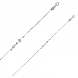 Bracelet avec 3 boules et 2 coeurs en argent 925/1000 rhodié