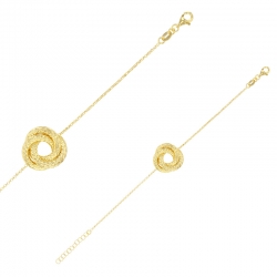 Bracelet avec 3 cercles entrelacés ciselés, argent 925/1000 doré