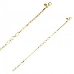 Bracelet avec 3 coeurs ajourés en argent 925/1000 doré