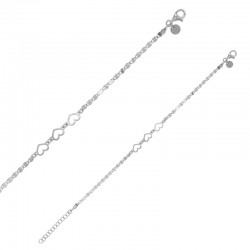 Bracelet avec 3 coeurs ajourés en argent 925/1000 rhodié