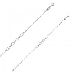 Bracelet avec 4 coeurs ajourés en argent 925/1000 rhodié