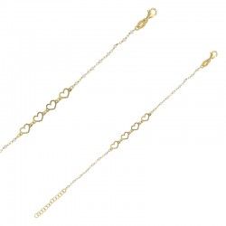 Bracelet avec 4 coeurs ajourés en argent 925/1000 rhodié