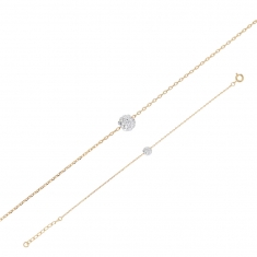 Bracelet avec boule Cristal blanc 6mm en Plaqué Or