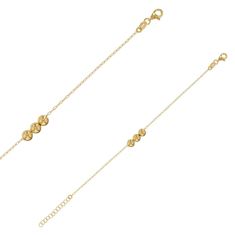 Bracelet avec 3 boules accolées en argent 925/1000 doré