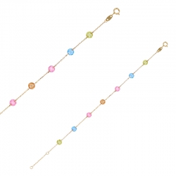 Bracelet avec d’oxydes bleu clair, rose et vert , Or 750/1000