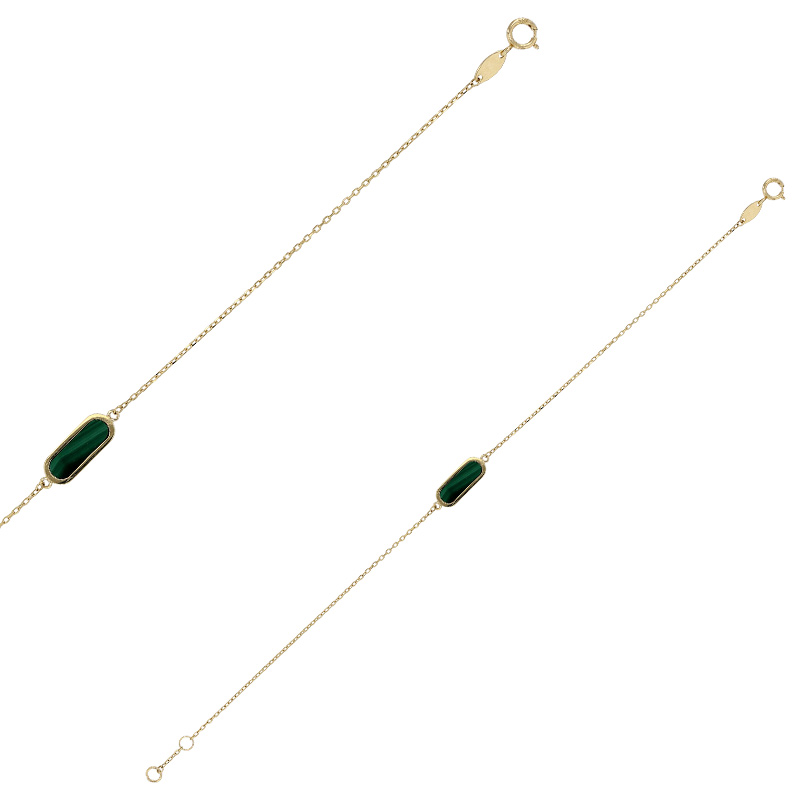 Bracelet avec malachite, Or 375/1000