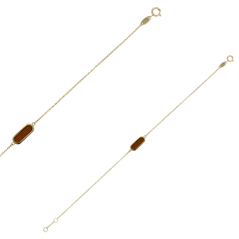 Bracelet avec oeil de tigre, Or 375/1000