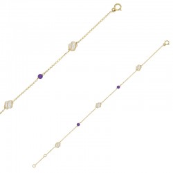 Bracelet avec perles de culture d'eau douce en cage et boules d'améthyste, Or 375/1000