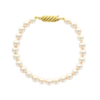 Bracelet avec Perles de Majorque blanches ø 6 mm et fermoir en plaqué or