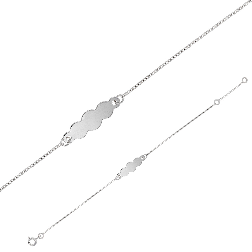 Bracelet avec plaque en forme de nuage en Argent rhodié 925/1000