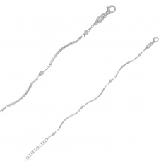 Bracelet avec tubes et boules en argent 925/1000 rhodié