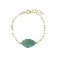 Bracelet Aventurine, chaîne argent 925/1000 doré