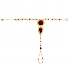 Bracelet-bague multirang Orient, argent 925/1000 platiné émail bordeaux