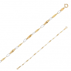 Bracelet bicolore Or jaune et blanc 375/1000 - maille fantaisie