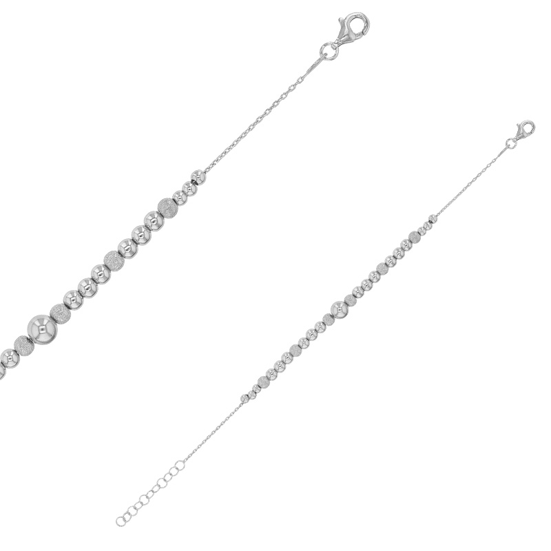 Bracelet boules argent 925/1000 rhodié