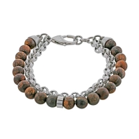 Bracelet boules Bronzite et maille jaseron acier