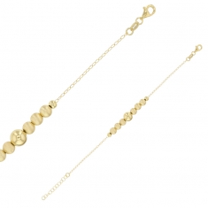 Bracelet boules dont 5 boules lisses, argent 925/1000 doré