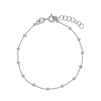 Bracelet boules émaillées bleu ciel, argent 925/1000 rhodié