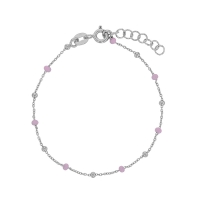 Bracelet boules émaillées rose, argent 925/1000 rhodié