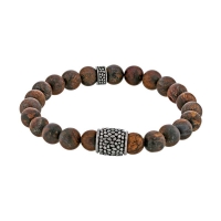 Bracelet boules en Bronzite et Acier design reptile