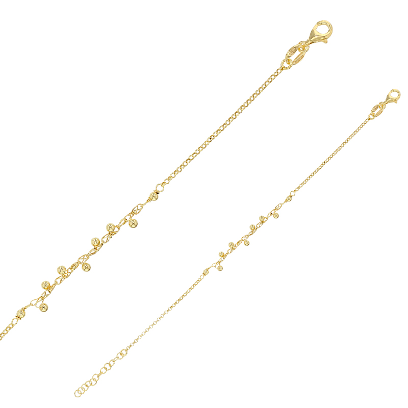 Bracelet boules en pampille, argent 925/1000 doré
