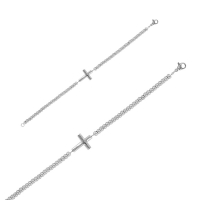 Bracelet boules et croix acier 19cm